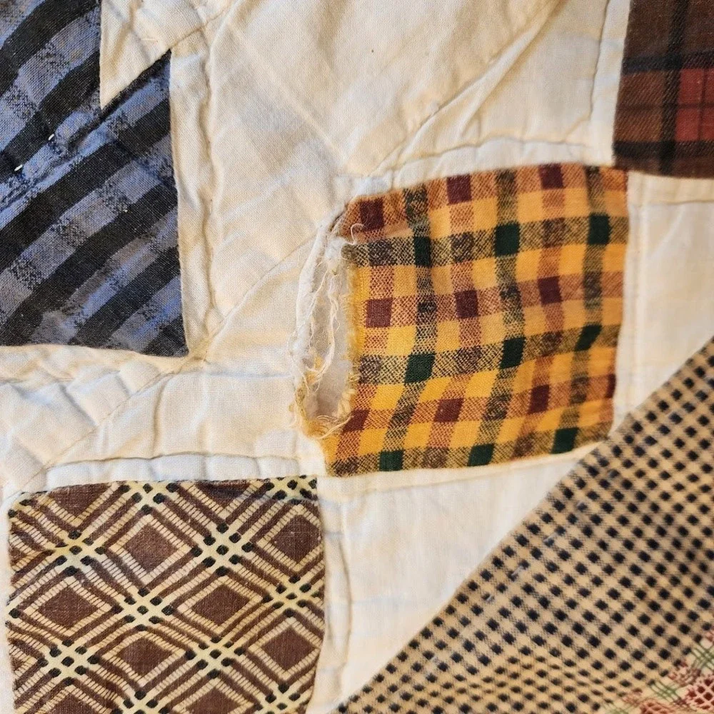VINTAGE Handmade‎ Rustic Lodge Moose Bear Pine Tree Patchwork Cabin Quilt 80x80